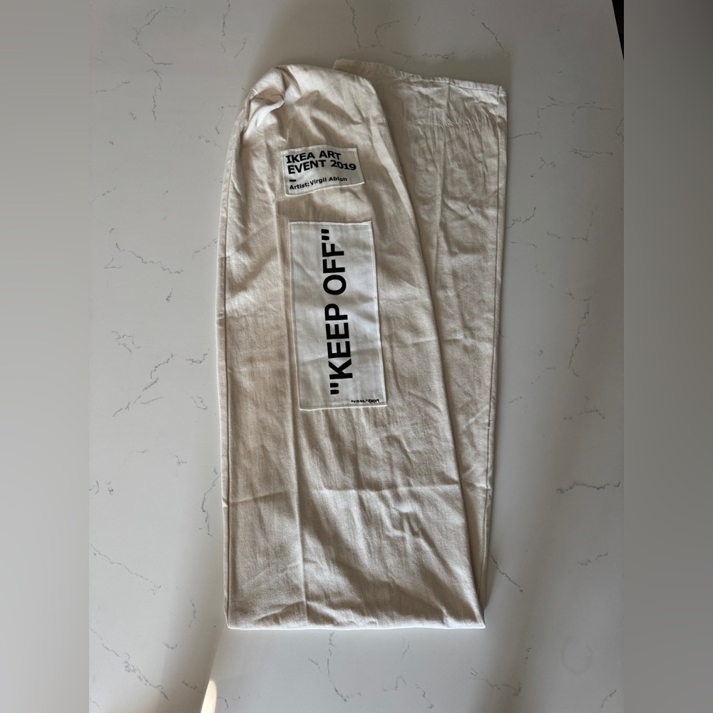 Off-White Cream Bag with Black Text